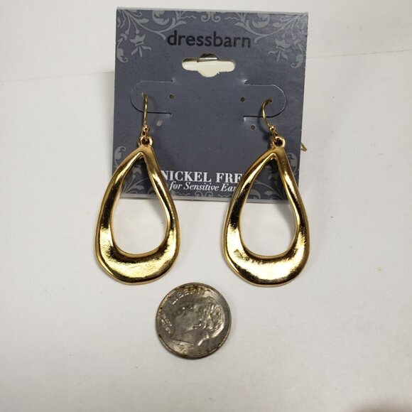 2/$30 Gold tone Melting Hoop Design Drop Earrings - Women's Fashion Jewelry - Picture 8 of 8
